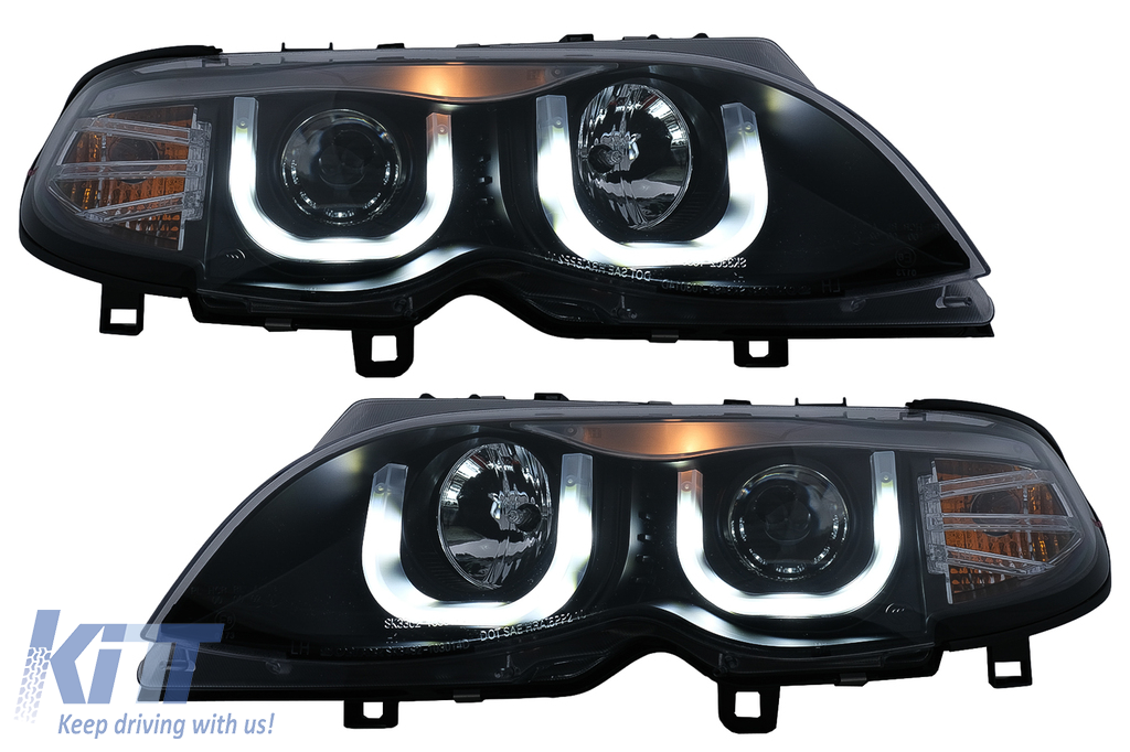 U LED Angel Eyes fényszórók BMW 3 Series E46 Facelift Limousine Touring (2001-2005) fekete típushoz