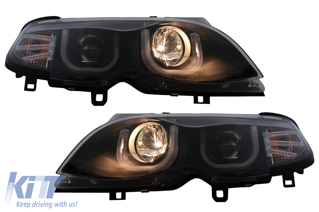 U LED Angel Eyes Headlights suitable for BMW 3 Series E46 Facelift ...