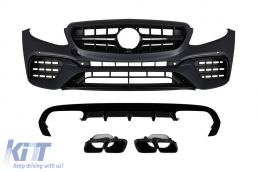 image-5-Un pacchetto A Design tipo E63 adatto per Mercedes E-Class C238 coupé, A238 cabrio 2017-2019 con terminali di scarico neri, per il modello con paraurti posteriore A Design.