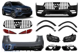 image-48-Un pacchetto design tipo GLE63 adatto per Mercedes GLE SUV W167 2018-2023, con elementi in vernice nera, fari a LED e fanali posteriori a LED