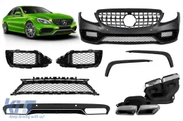 image-27-Un pacchetto di design tipo C63 adatto per Mercedes Classe C W205 berlina, S205 station wagon 2013-2019 per il modello con paraurti posteriore standard