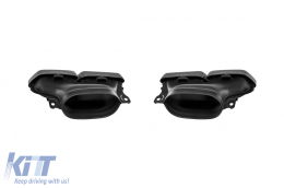 Un pacchetto di design tipo E63 adatto per Mercedes E-Class W213 2016-2019 con terminali di scarico neri e finiture nere, per il modello con paraurti posteriore standard.-image-6141479