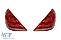 Un pacchetto di design tipo S63 adatto per Mercedes S W222 2013-2017 con fari, fanali posteriori, griglia, minigonne laterali per passo lungo-image-6140845