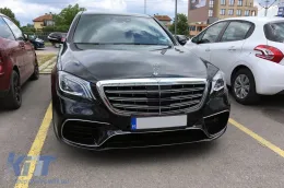 Un pacchetto di design tipo S63 adatto per Mercedes S W222 2013-2017 con fari, fanali posteriori, griglia, minigonne laterali per passo lungo-image-6140852