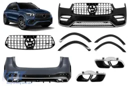 image-20-Un paquete de diseño tipo GLE63 adecuado para Mercedes GLE SUV W167 2019-2023, después de 2024, con detalles en cromo y salidas de cromo