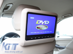 Universal 9 Inch Car Headrest DVD Player HDMI LCD Screen Backsuitable for SEAT Monitor Beige-image-5998119