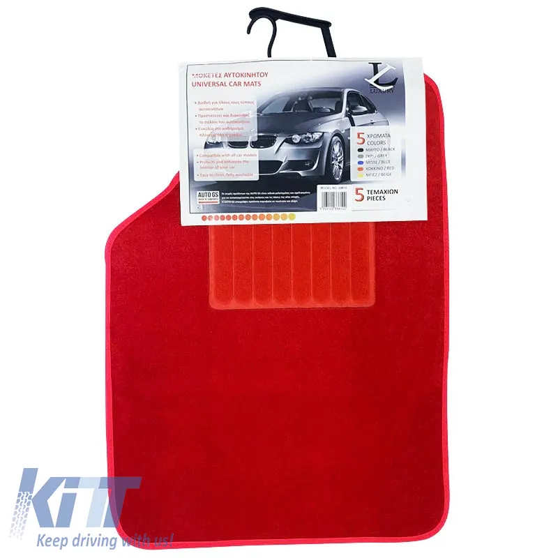 Universal Car Carpets Luxury Red 5 Pcs