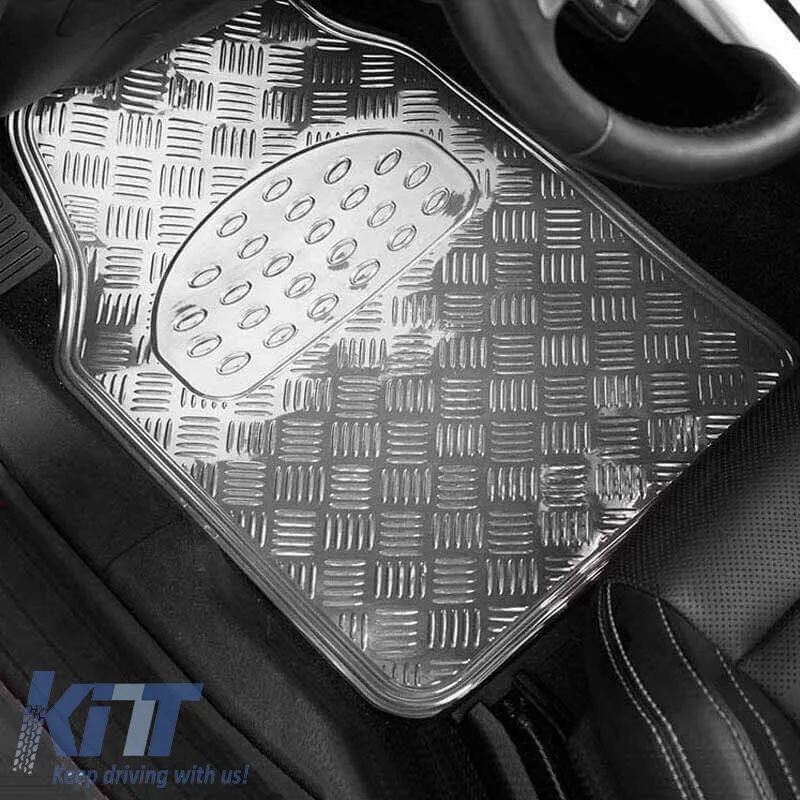 Universal Car Mats Aluminium Silver 4 Pcs
