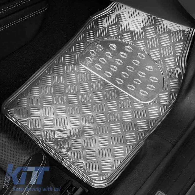 Universal Car Mats Aluminium Silver 4 Pcs