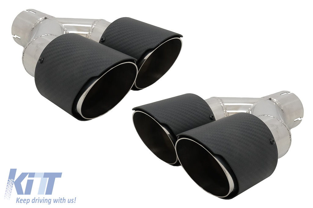 Universal Carbon Fiber Exhaust Muffler Tips Polished Look Inlet 6.1cm