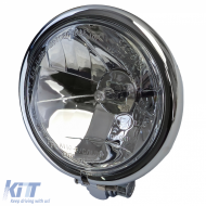 Universal clear glass H3 motorcycle headlight chrome steel housing with E-mark - ODHH6025631
