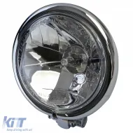 image-41-Universal clear glass H3 motorcycle headlight chrome steel housing with E-mark