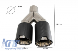 Universal Dual Twin Auspuffspitzen Carbon Matte Finish Einlass 6 cm 2.36inch-image-6044023