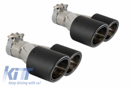 Universal Dual Twin Exhaust Muffler Tips Carbon Fiber Matte Finish Inlet 6cm/2.36inch - GJET-024