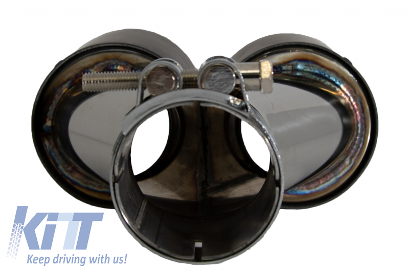 Universal Dual Twin Exhaust Muffler Tips Carbon Fiber Matte Finish