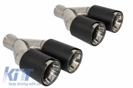 Universal Dual Twin Exhaust Muffler Tips Carbon Fiber Matte Finish Inlet 6cm/2.36inch - KLT075