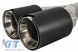 Universal Dual Twin Exhaust Muffler Tips Carbon Fiber Matte Finish Inlet 6cm/2.36inch-image-6044025