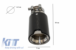 Universal Exhaust Muffler Tip Carbon Fiber Glossy Finish Inlet 6.3cm/2.48inch-image-6043957