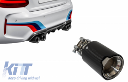 Universal Exhaust Muffler Tip Carbon Fiber Glossy Finish Inlet 6.3cm/2.48inch-image-6044054