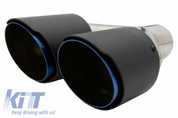 Universal Exhaust Muffler Tip Matte Carbon Fiber Blue Finish Limited Edition Inlet 6.3cm - KLT078
