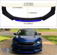 UNIVERSAL FRONT SPOILER BLACK PIANO FINISH WITH BLUE LIP-image-6260975