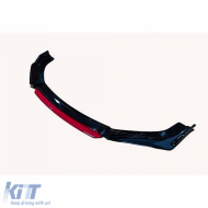 UNIVERSAL FRONT SPOILER BLACK PIANO FINISH WITH RED LIP