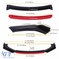UNIVERSAL FRONT SPOILER BLACK PIANO FINISH WITH RED LIP-image-6260980