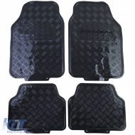 Universal Gummifußmatten für Autos, Aluminium-Riffelblech-Optik, 4-teilig, Chrom Schwarz-image-6199420