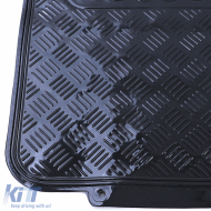 Universal Gummifußmatten für Autos, Aluminium-Riffelblech-Optik, 4-teilig, Chrom Schwarz-image-6199421