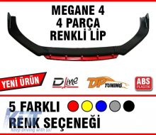 Universal Megane 4  Front Lip Piano Black ABS / Red