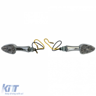 Universal motorcycle chrome clear glass LED indicator set SPIRIT with E-mark
