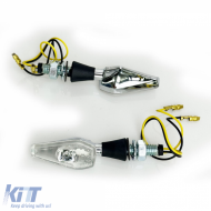 Universal motorcycle clear glass LED indicator set PEAK chrome with E-mark