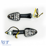 Universal Motorcycle Clear Glass LED Indicator Set ELEGANT Carbon with E-Mark
