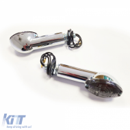 Universal Motorcycle Halogen Indicator Set CATEYE 40mm Chrome smoke with E-mark