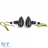 Universal motorcycle LED indicator set tinted smoke Thunderbolt with E-mark