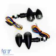 Universal motorcycle LED indicator + taillight set BULLET SMOKE with E-mark
