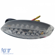 Universal motorcycle LED mini oval tail light smoke with license plate illumination - ODTLAR6025462