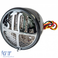 Universal motorcycle LED tail light STOP chrome black with E-mark - ODTLAR6025672
