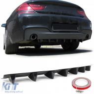 Universal rear bumper diffuser with 7 fins carbon look