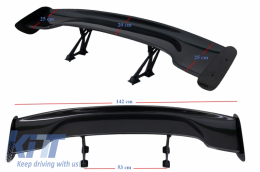 Universel Ajustable Aileron Coffre Aile Tuning GT Look Réal Carbone Fibre 142 cm-image-6042884