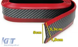 Univerzális rugalmas első spoiler toldat carbon megjelenés piros 5cm 2.5 méter-image-6197909