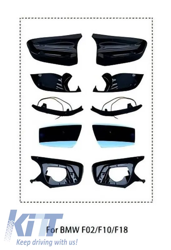 Upgrade Mirrors suitable for BMW 5 F10 / F11 LCI (Facelift), 6 F06, F12, F13, 7 F02, F03, F04, 14-18 Facelift Look Glossy Black