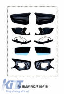 Upgrade Mirrors suitable for BMW 5 F10 / F11 LCI (Facelift), 6 F06, F12, F13, 7 F02, F03, F04, 14-18 Facelift Look Glossy Black