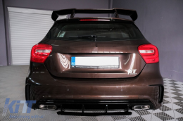 Valance Rear Diffuser Suitable for MERCEDES W176 A-Class (2012-2018) with Roof Boot Lid Spoiler A45 Design Facelift  Black Edition-image-6101500