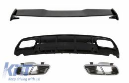 image-60-Valance Rear Diffuser Suitable for MERCEDES W176 A-Class (2012-2018) with Exhaust Muffler Tips and Roof Boot Lid Spoiler A45 Design Facelift
