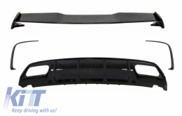 image-45-Valance Rear Diffuser Suitable for MERCEDES W176 A-Class (2012-2018) with Roof Boot Lid Spoiler and Rear Bumper Splitters Fins A45 Design Facelift Piano Black