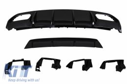 Задна дифузьор Valance , Подходящ за MERCEDES W176 A-Class (2012-2018) със Спойлер на капака на покрива A45 Дизайн Facelift Черен Edition-image-6049560