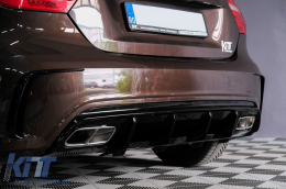 Задна дифузьор Valance , Подходящ за MERCEDES W176 A-Class (2012-2018) със Спойлер на капака на покрива A45 Дизайн Facelift Черен Edition-image-6101498