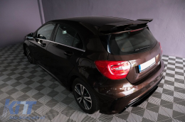 Задна дифузьор Valance , Подходящ за MERCEDES W176 A-класа (2012-2018) с Накрайници за ауспух и Спойлер на капака на багажника A45 Дизайн Facelift-image-6101495