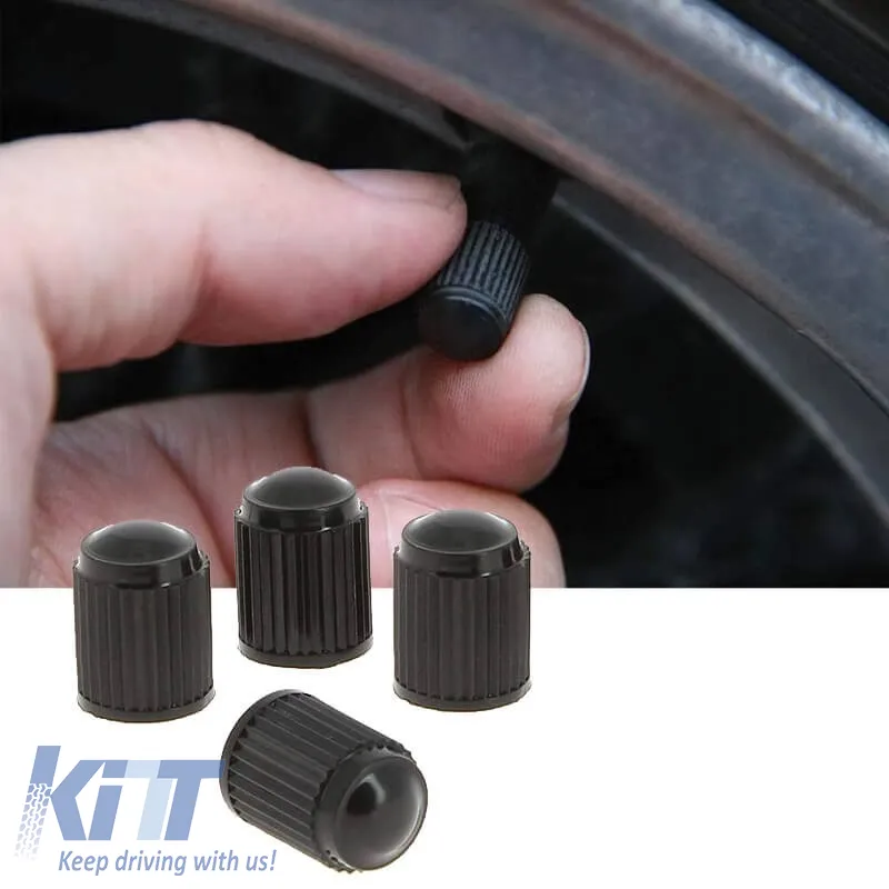 Valve Caps Plastic Black Swiss Drive CAPVALV 4 Pcs
